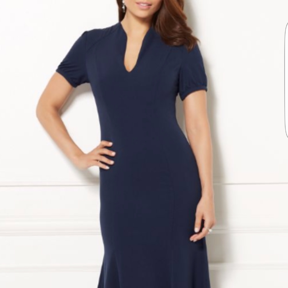 Eva Mendes Navy Blue Dress